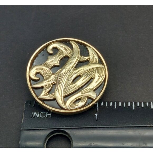 Vintage Bergere Clip On Earrings Large Circles Black Enamel & Gold Swirl Retro - Picture 7 of 7